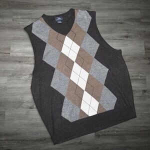 Dockers men's brown & grey sweater vest pullover knitwear top